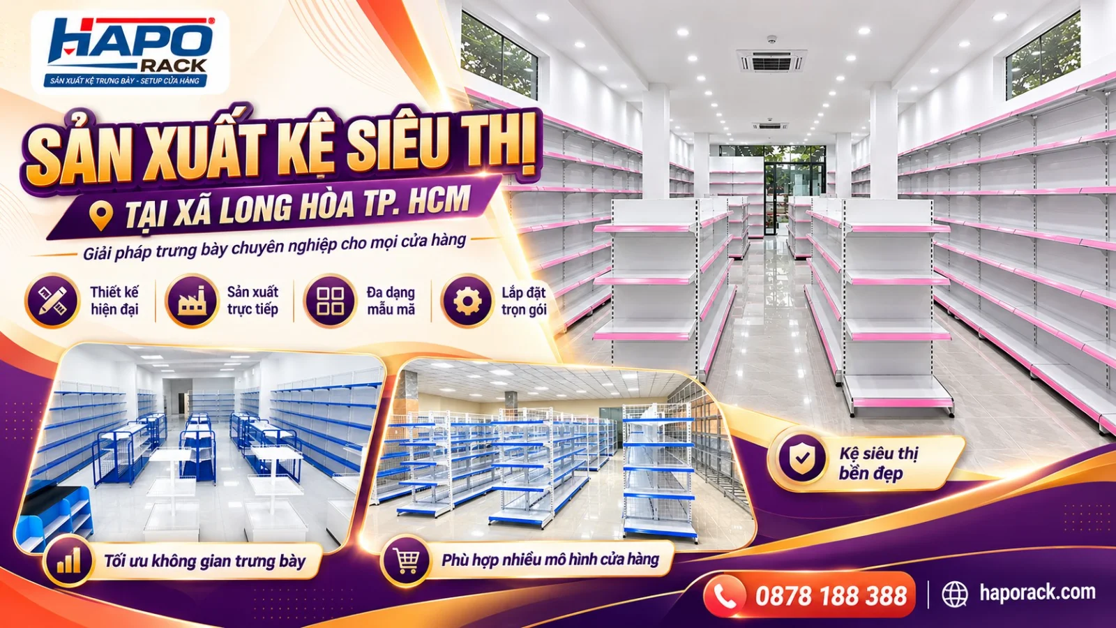 Sản Xuất Kệ Siêu Thị Tại Xã Long Hòa TP.HCM Thiết Kế, Lắp Đặt Trọn Gói