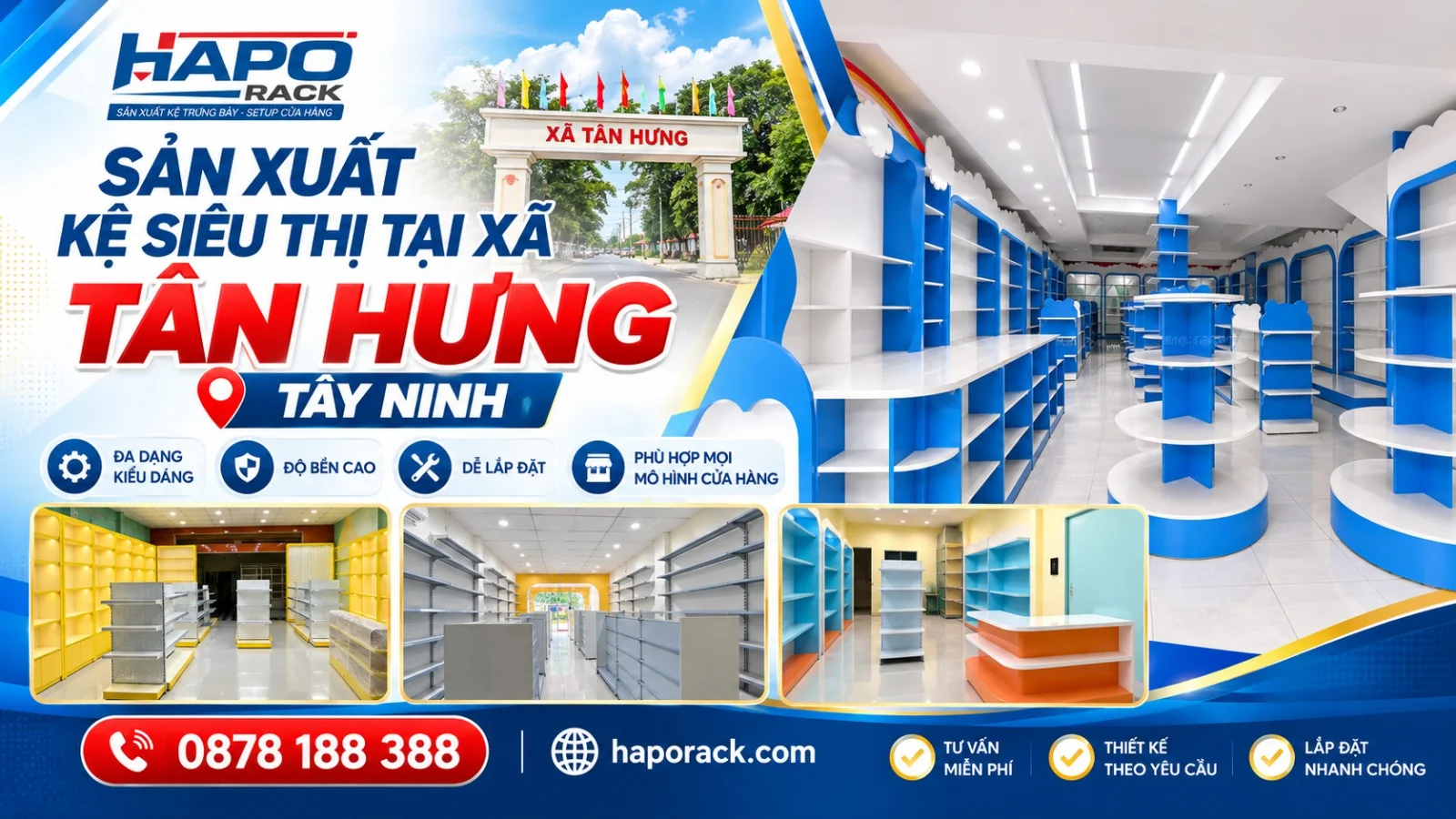 Sản Xuất Kệ Siêu Thị Tại Xã Tân Hưng Tây Ninh Đa Dạng Kích Thước