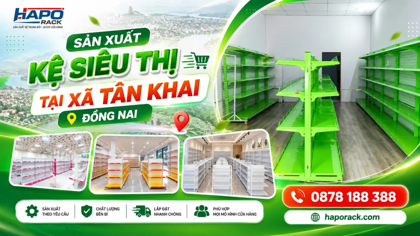 Sản Xuất Kệ Siêu Thị Tại Xã Tân Khai Đồng Nai Giá Tốt