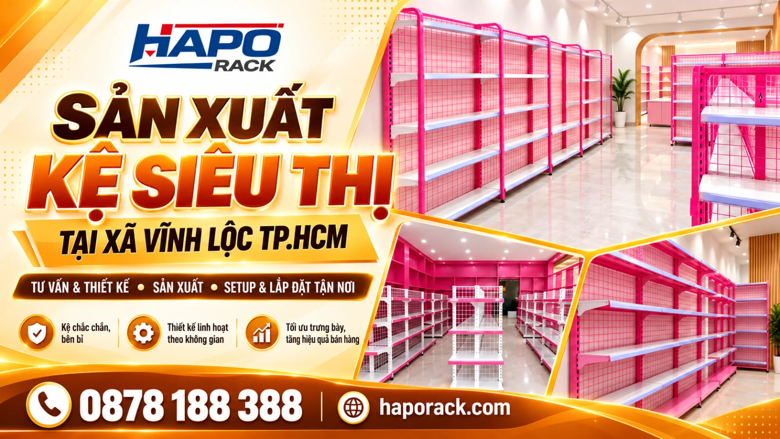 Sản Xuất Kệ Siêu Thị Tại Xã Vĩnh Lộc TP.HCM – HAPO RACK