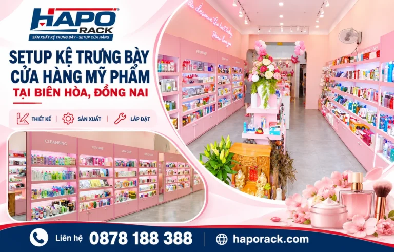 SETUP KỆ TRƯNG BÀY CỬA HÀNG MỸ PHẨM TẠI BIÊN HÒA ĐỒNG NAI