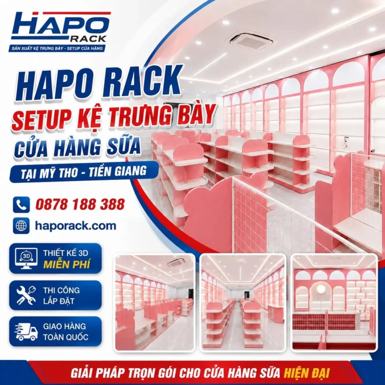 SETUP KỆ TRƯNG BÀY CỬA HÀNG SỮA TẠI MỸ THO TIỀN GIANG