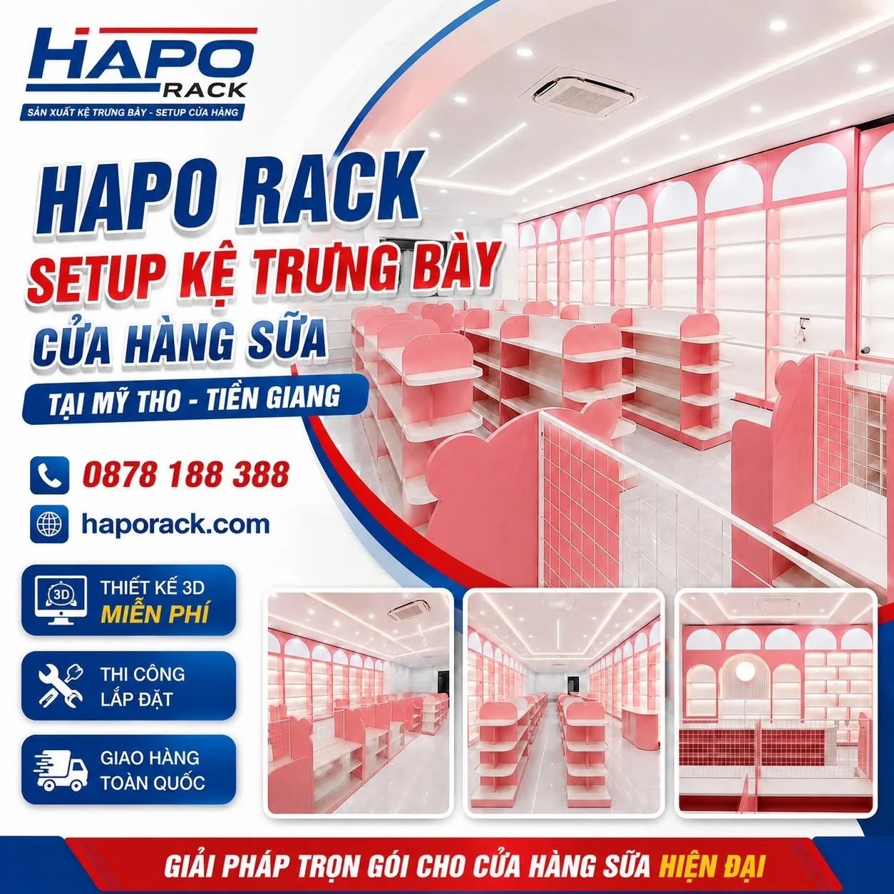 SETUP KỆ TRƯNG BÀY CỬA HÀNG SỮA TẠI MỸ THO TIỀN GIANG
