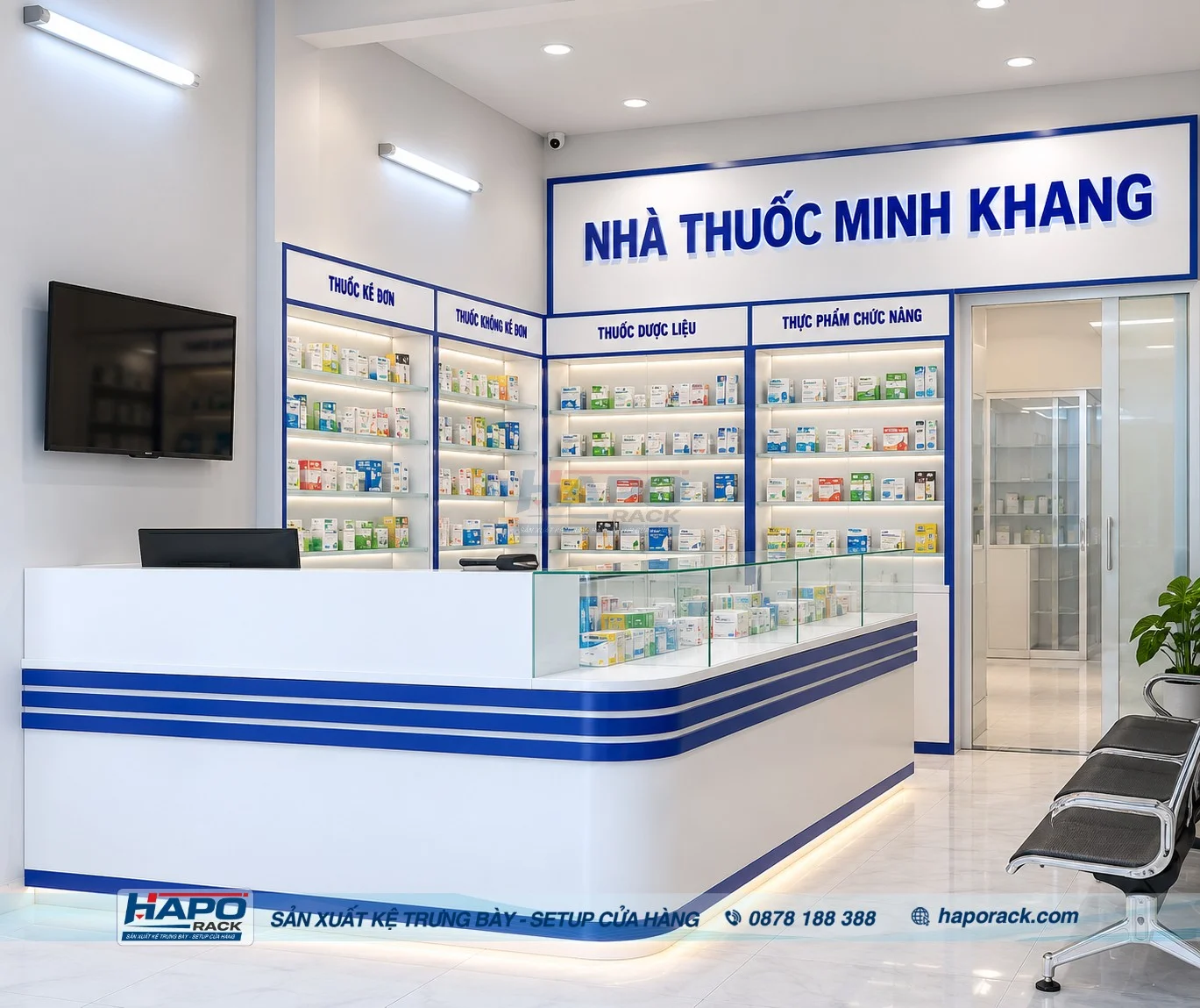 Thi công nội thất cửa hàng thuốc tây