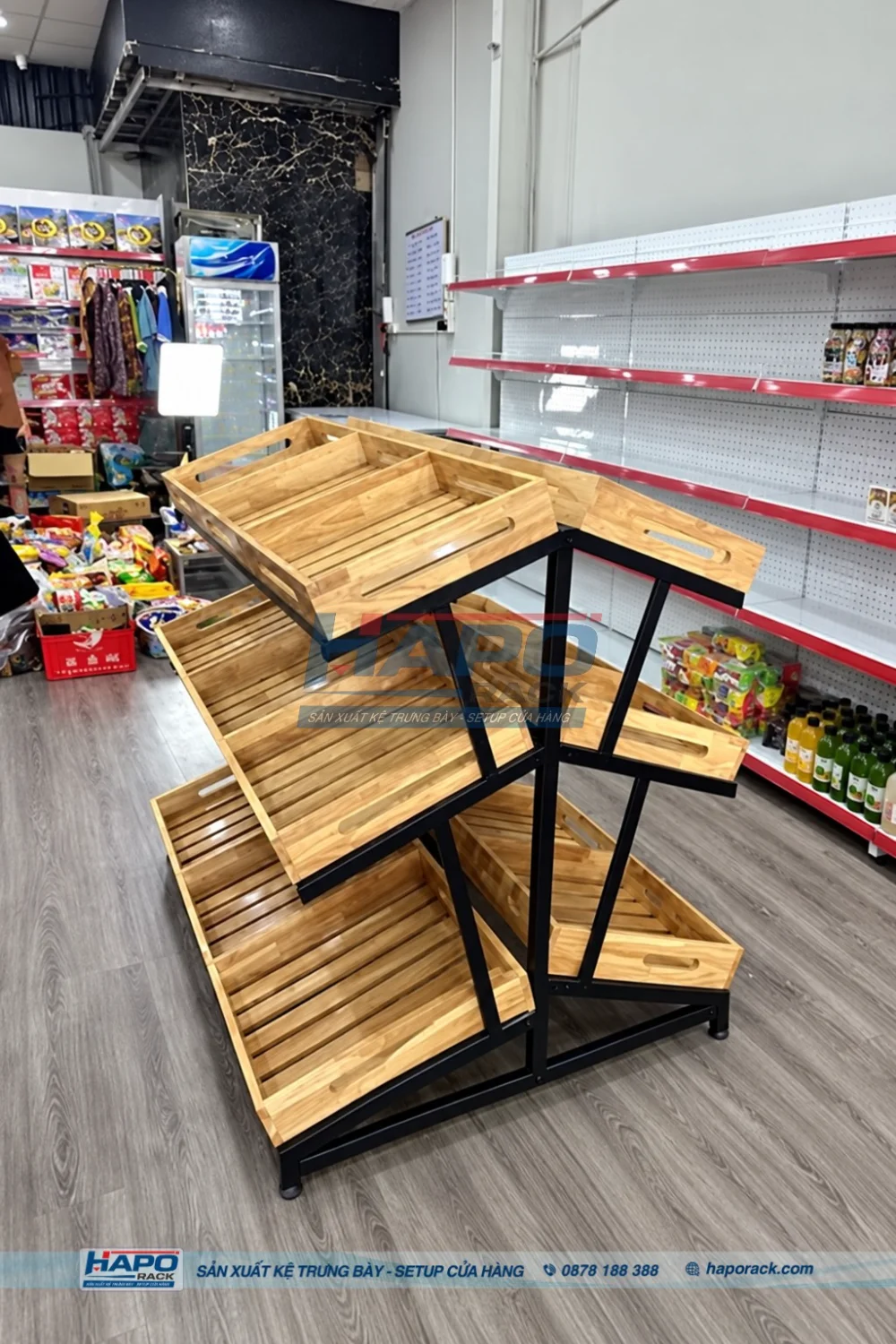 Thiết kế kệ rau củ quả đẹp phù hợp cửa hàng thực phẩm sạch