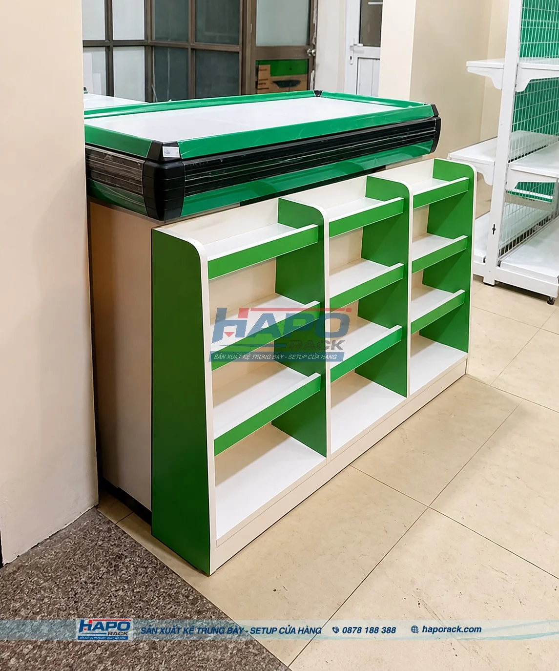 Thiết kế quầy thu ngân nhỏ gọn giúp tối ưu khu vực thanh toán