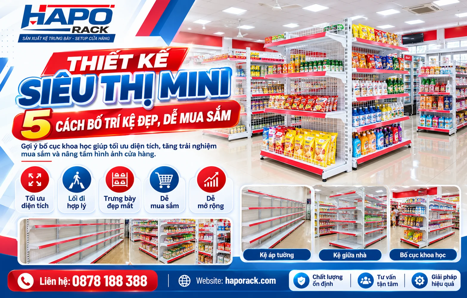 Thiết kế siêu thị mini đẹp hiện đại giúp tối ưu diện tích kinh doanh