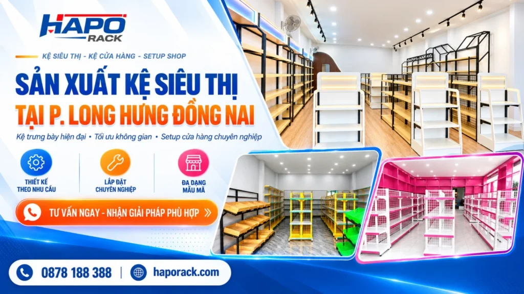 Xưởng Sản Xuất Kệ Siêu Thị Tại Phường Long Hưng Đồng Nai Chuyên Nghiệp