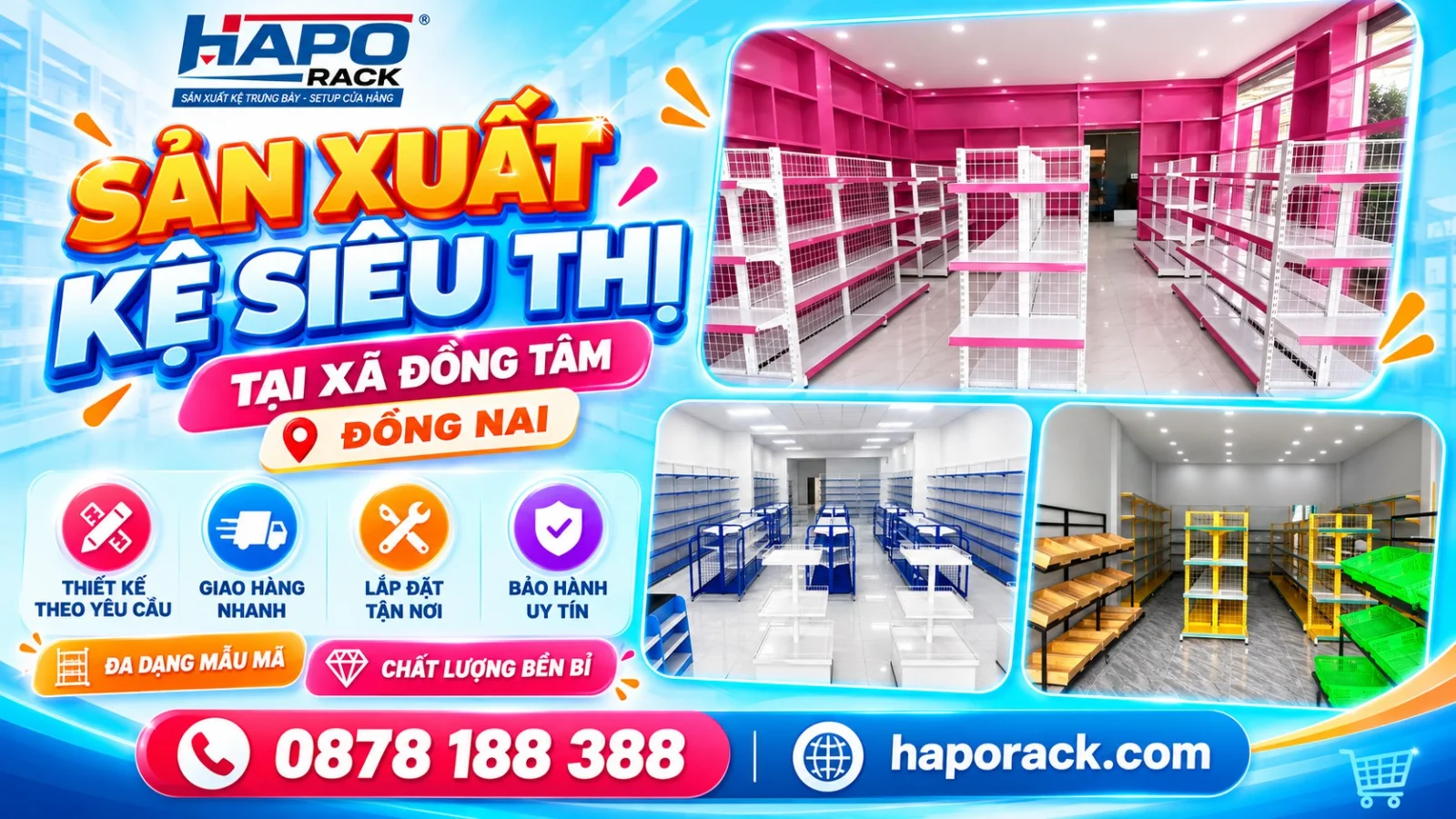 Xưởng Sản Xuất Kệ Siêu Thị Tại Xã Đồng Tâm Đồng Nai Uy Tín