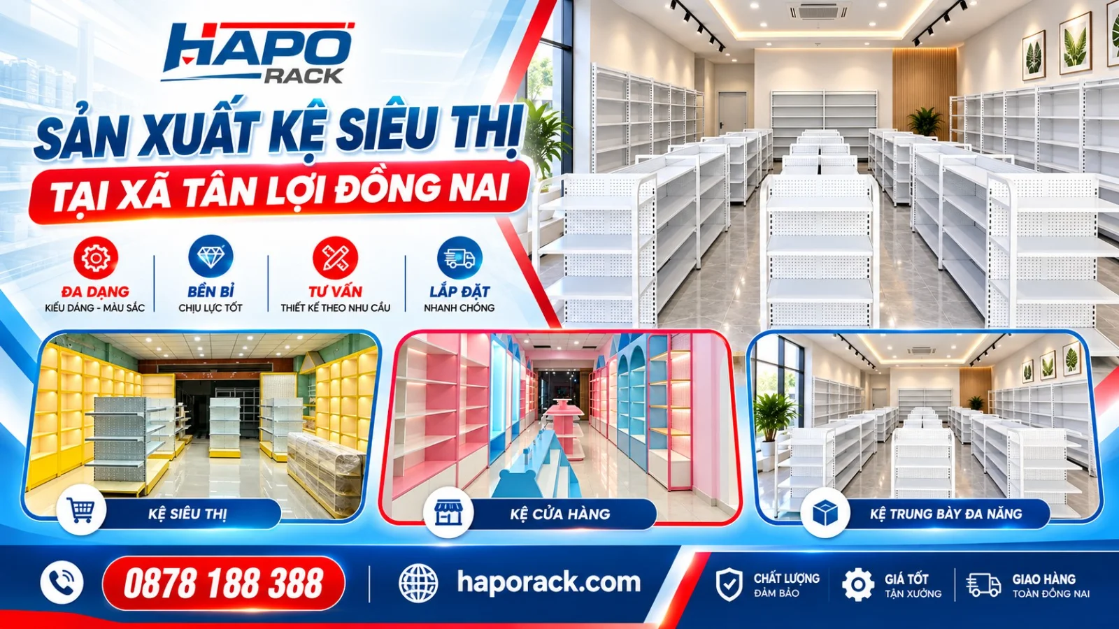 Xưởng Sản Xuất Kệ Siêu Thị Tại Xã Tân Lợi Đồng Nai Uy Tín