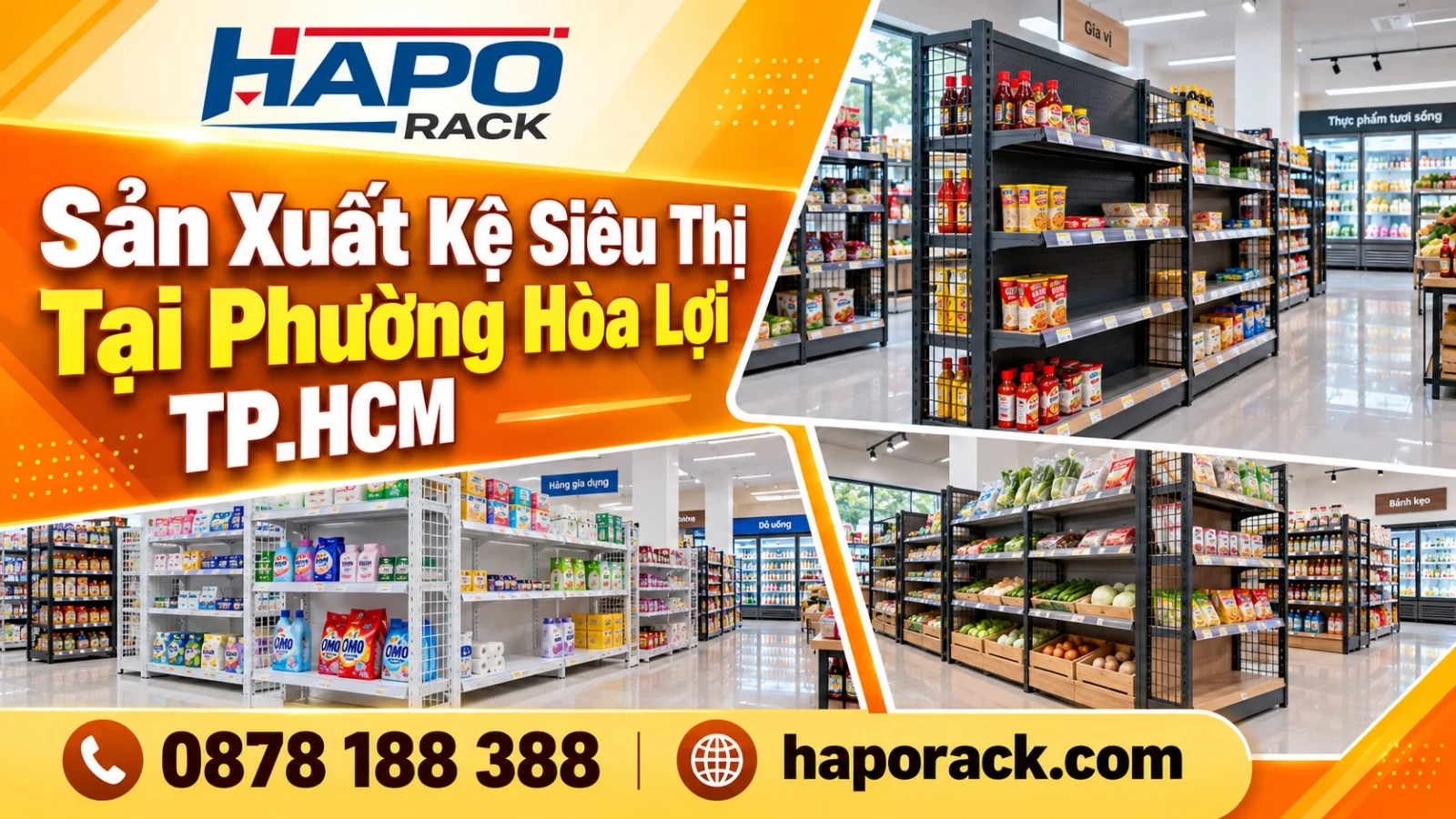 Xưởng Sản Xuất Kệ Trưng Bày Siêu Thị Phường Hòa Lợi TP.HCM